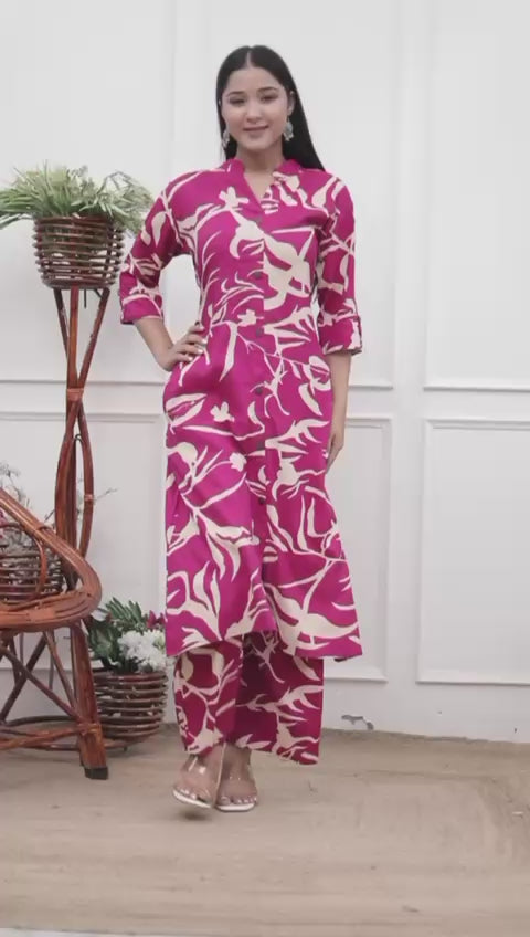 Designer Premium Rayon 140 kg A-Line Kurti Co-ord Set with Ankle Length Palazzo