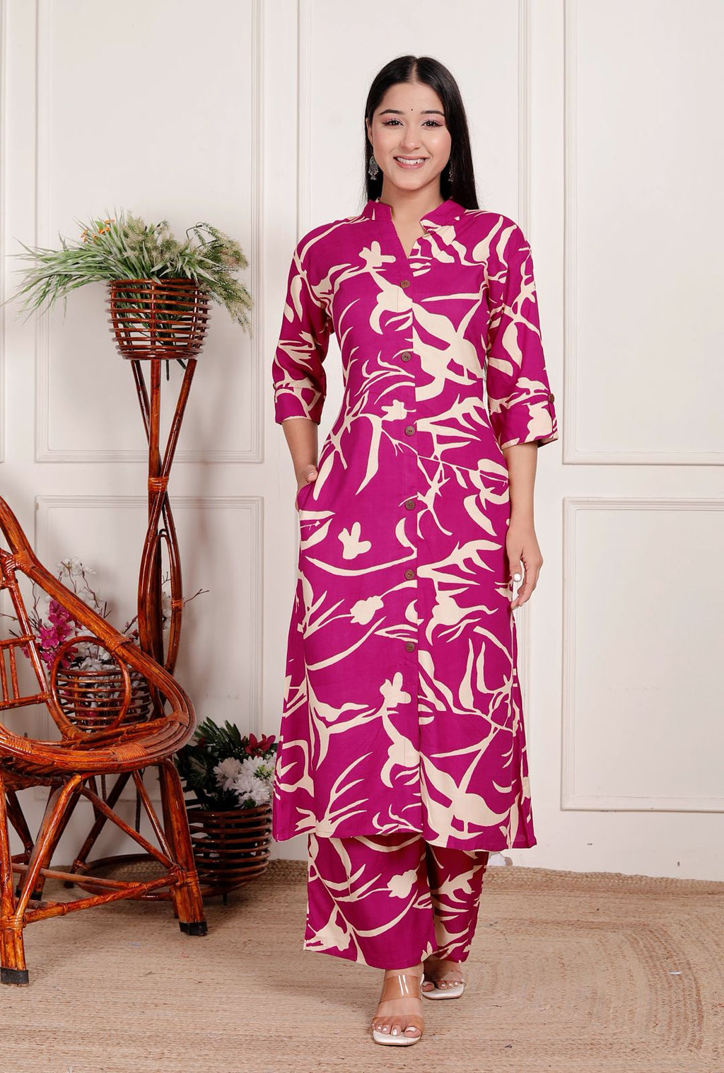 Designer Premium Rayon 140 kg A-Line Kurti Co-ord Set with Ankle Length Palazzo