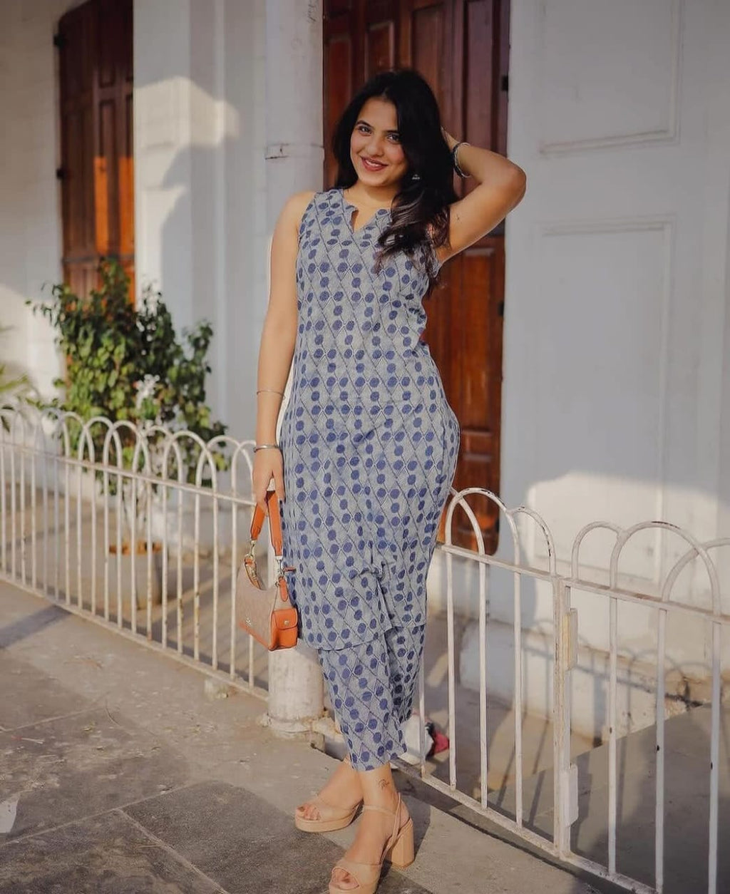 Beautiful Pure Cotton A-Line Kurta Set with Cotton Palazzo