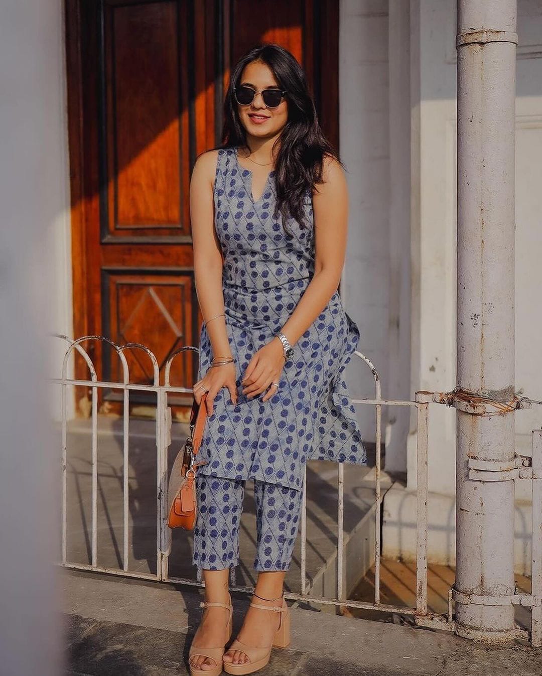 Beautiful Pure Cotton A-Line Kurta Set with Cotton Palazzo